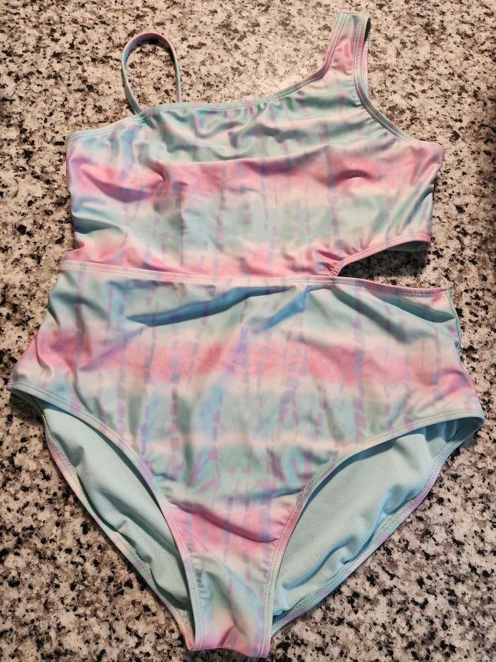 Wonder Nation Pastel Tie-Dye One-Piece Swimsuit in Pink, Blue